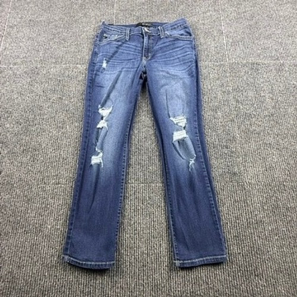 KanCan Distressed Straight Leg Jeans Womens Size 26 Medium Wash BK1231 USA Made
